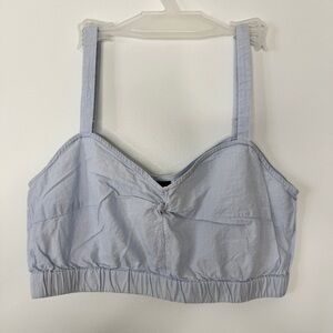 Samantha Pleet Crop Top Bralette Bra Tank Blue Chambray Sz XS